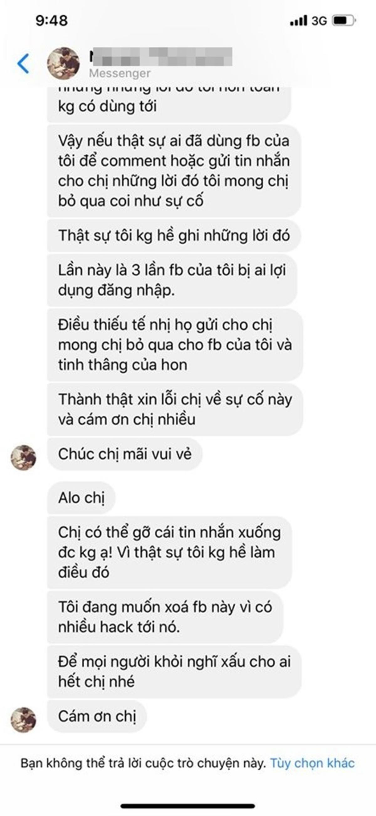 Nam Thư tung tin nhắn được antifan xin lỗi và mong được bỏ qua Ảnh 3