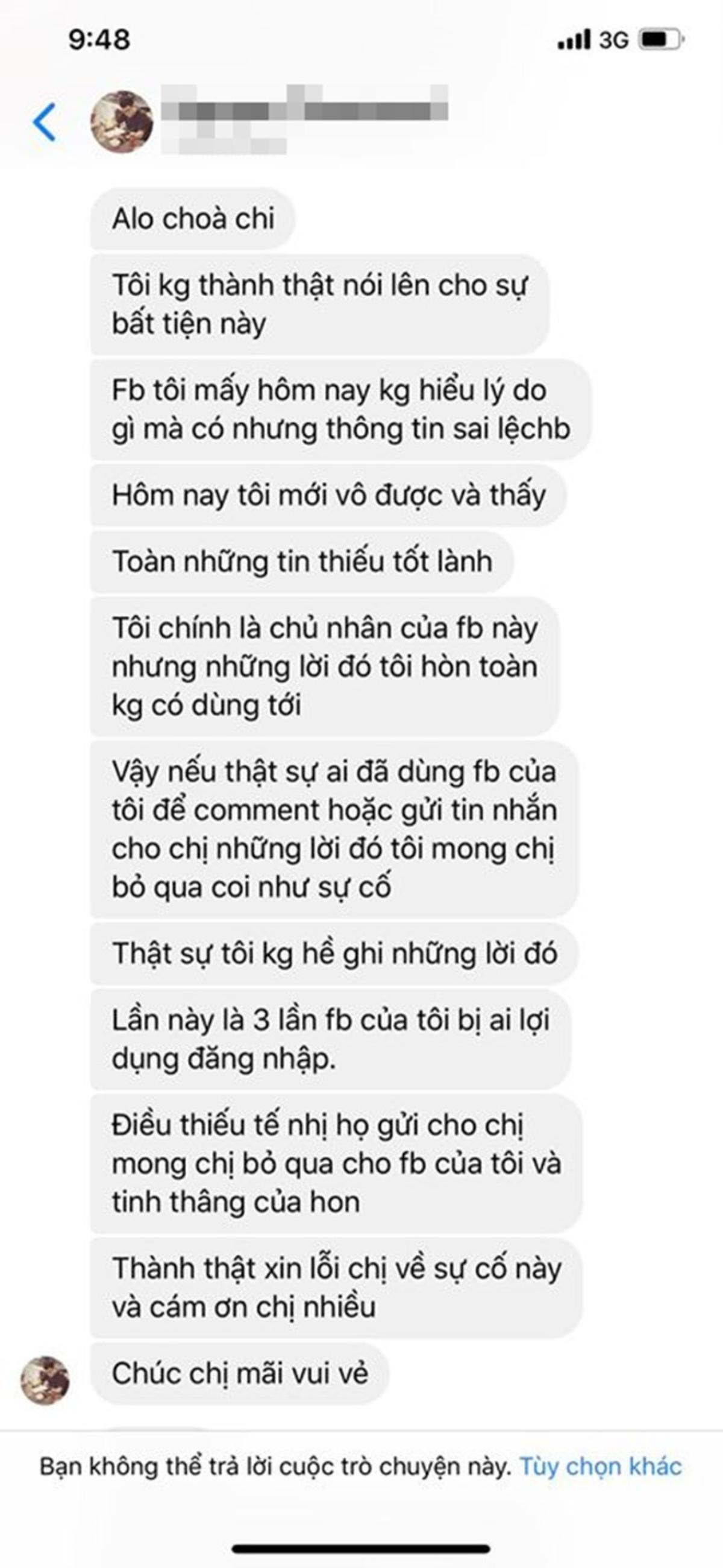 Nam Thư tung tin nhắn được antifan xin lỗi và mong được bỏ qua Ảnh 2