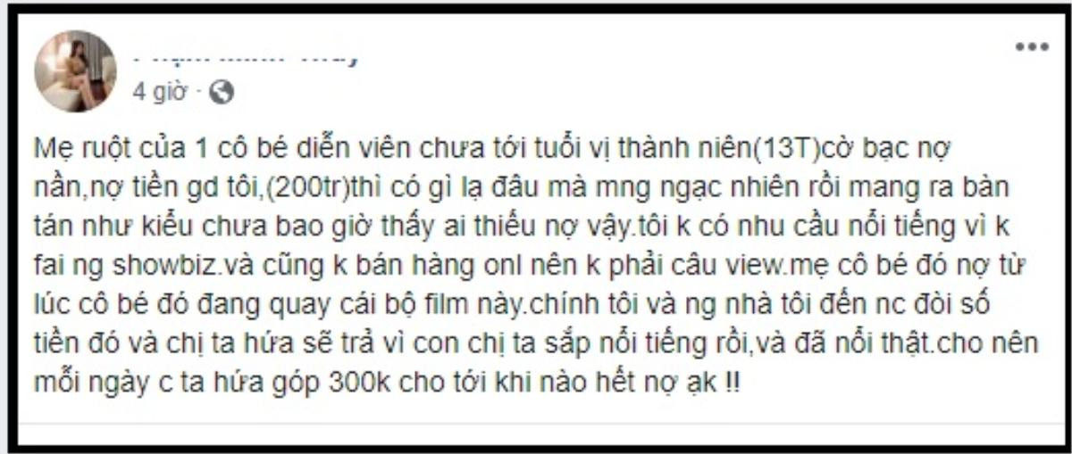 Mẹ của nữ diễn viên nhí trong 'Người vợ Ba' bất ngờ bị tố nợ nần, ép con gái đóng phim để trả nợ Ảnh 3