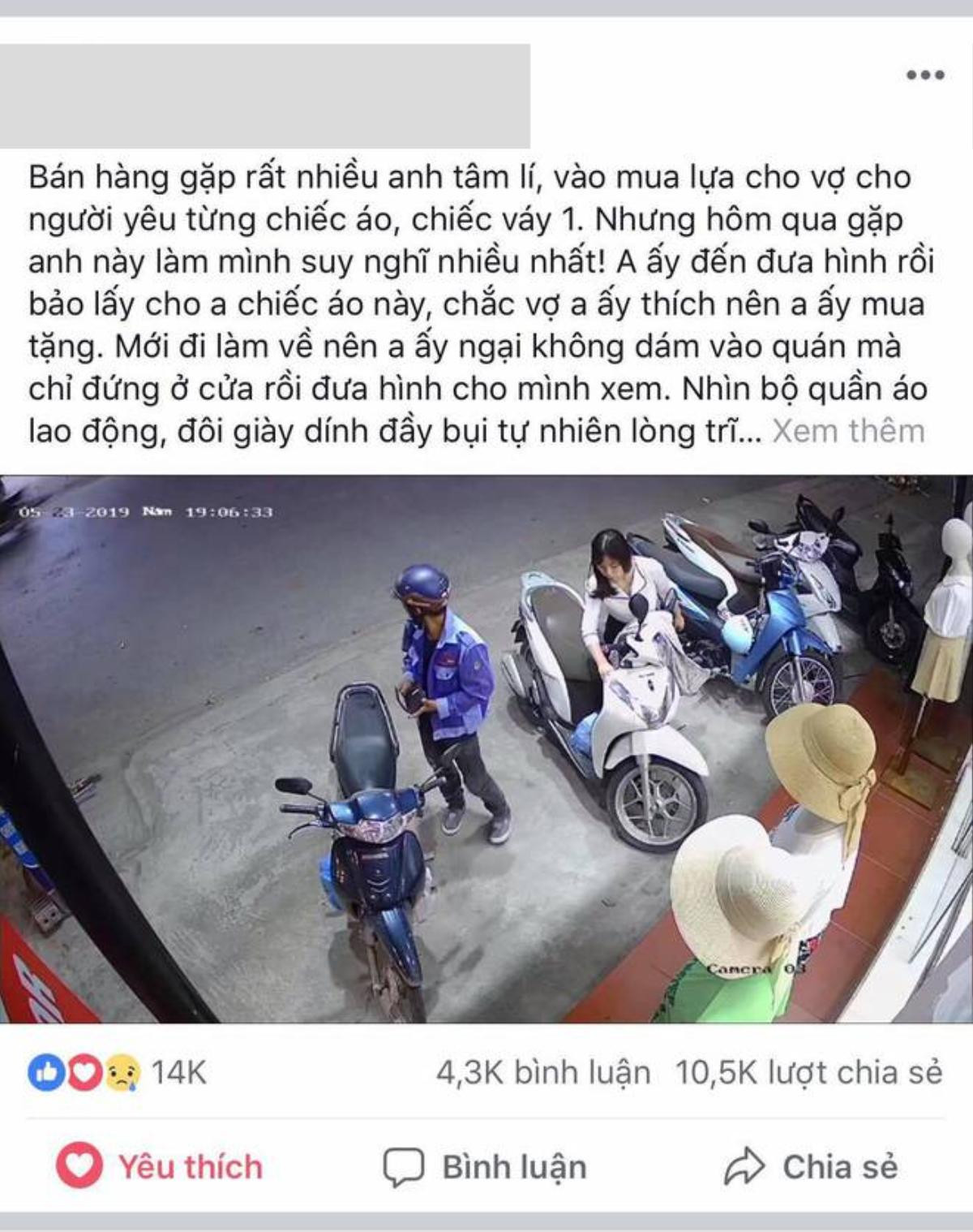 Thấy vợ lướt facebook ưng mẫu áo, người chồng đi làm về còn lấm lem vẫn ghé cửa hàng mua tặng vợ khiến chị em ghen tị Ảnh 1