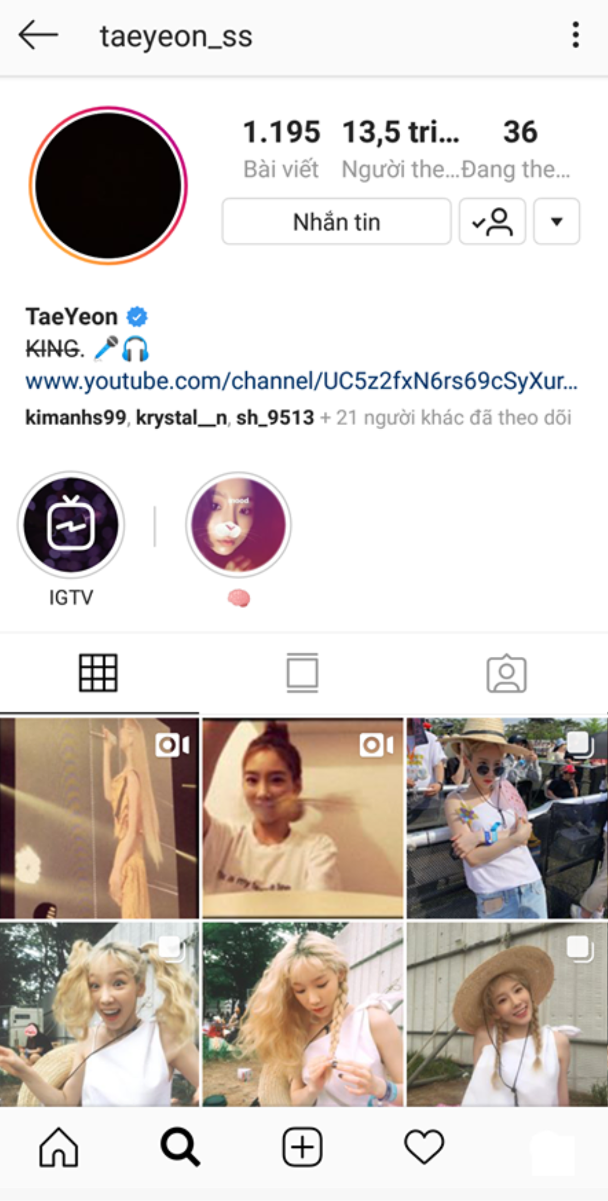 Tài khoản Instagram của Taeyeon đổi sang avatar màu đen.