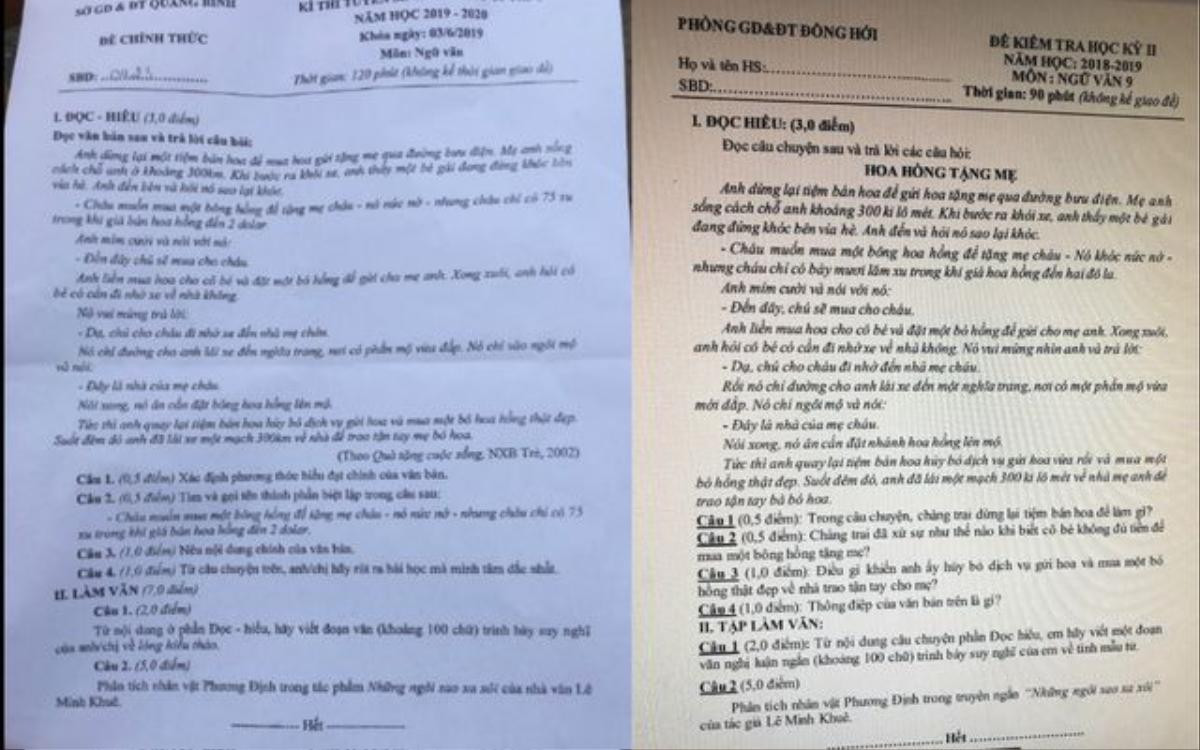 Nhiều phụ huynh bức xúc khi phát hiện đề thi lớp 10 môn Văn ở Quảng Bình giống hệt đề kiểm tra học kỳ 2 lớp 9 Ảnh 1
