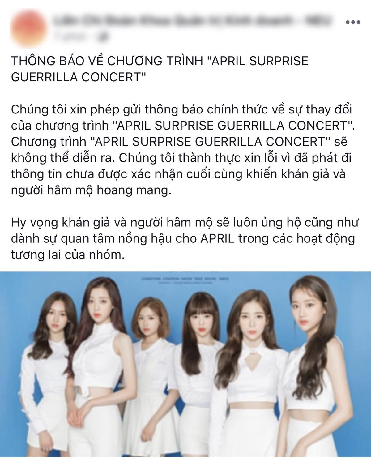 Trước đêm diễn một ngày, ngỡ ngàng sự kiện APRIL tại Hà Nội bất ngờ thông báo hủy Ảnh 1