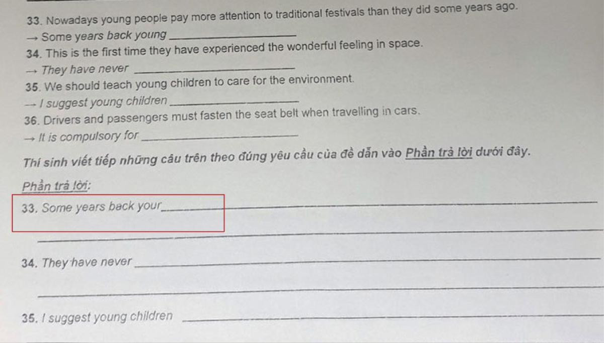 Xử lý vụ việc đề thi tiếng Anh vào lớp 10 TP.HCM sai sót:  Dùng từ 'young' hay 'your' đều đạt điểm tối đa Ảnh 2