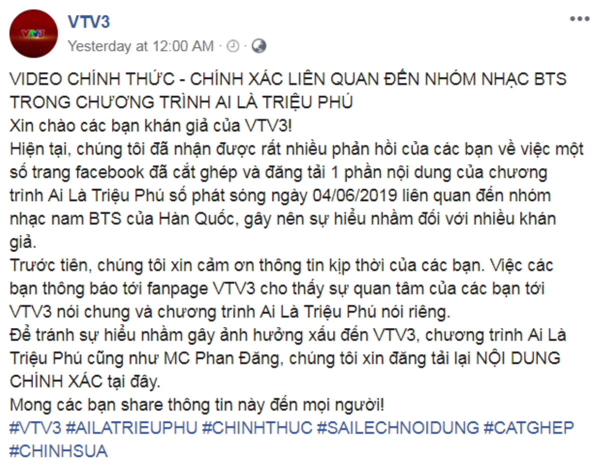 Chương trình 'Ai là triệu phú' bị cắt ghép câu hỏi về nhóm nhạc đình đám BTS gây hiểu lầm và tranh cãi dữ dội Ảnh 3