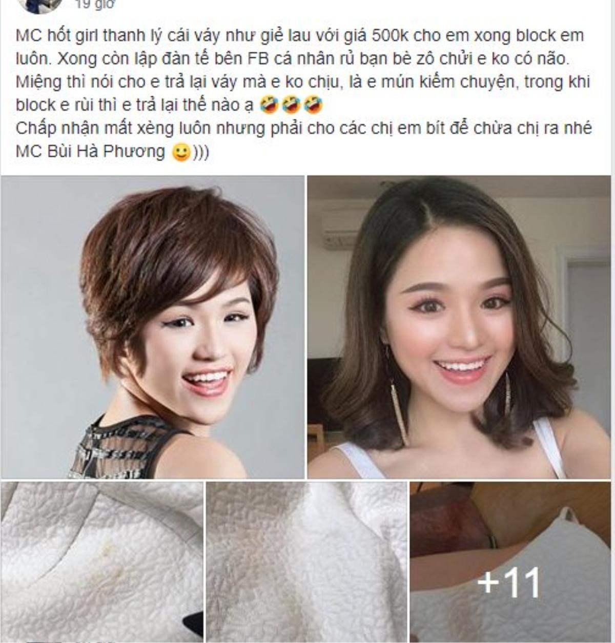 Bị tố thanh lý váy 'như giẻ lau' với giá 500k, MC Hà Phương lập tức đăng đàn phản pháo Ảnh 1