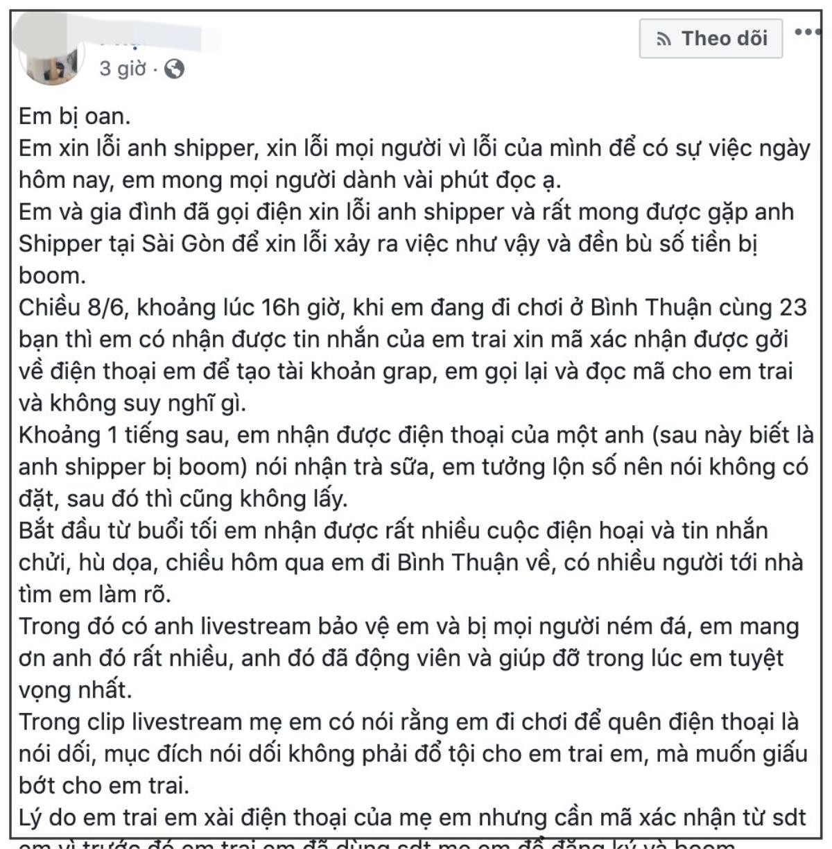 Nữ sinh 'bùng' 20 ly trà sữa lên tiếng xin lỗi và khẳng định 'Em bị oan!' Ảnh 2