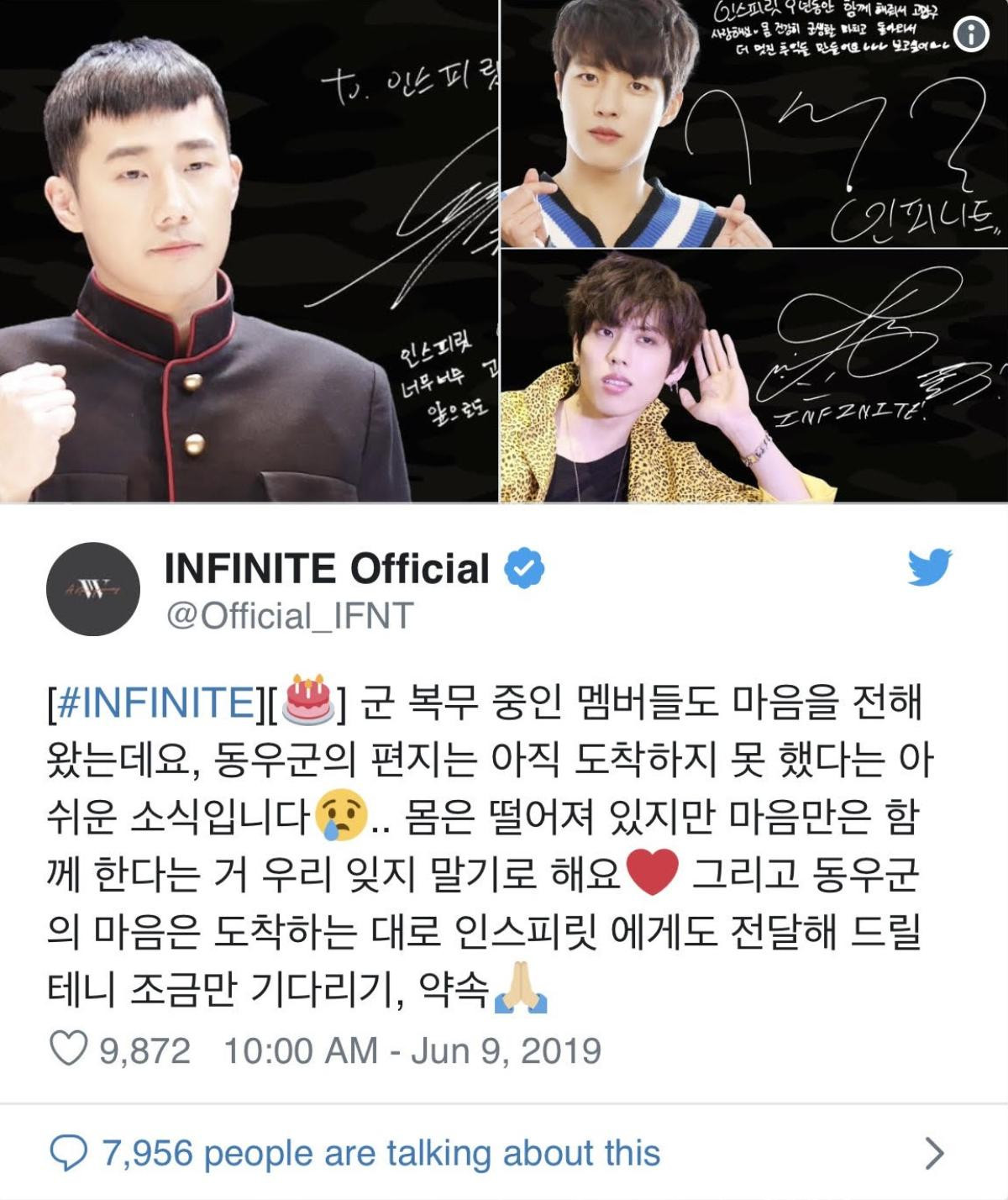 Kỷ niệm 9 năm debut, các thành viên INFINITE đang trong quân ngũ vẫn viết thư tay đến fan Ảnh 2