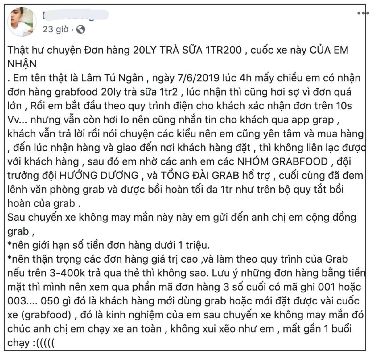 Shipper bị bùng 20 ly trà sữa đã được hồi hoàn 1 triệu và chấp nhận lời xin lỗi của gia đình nữ sinh Ảnh 1