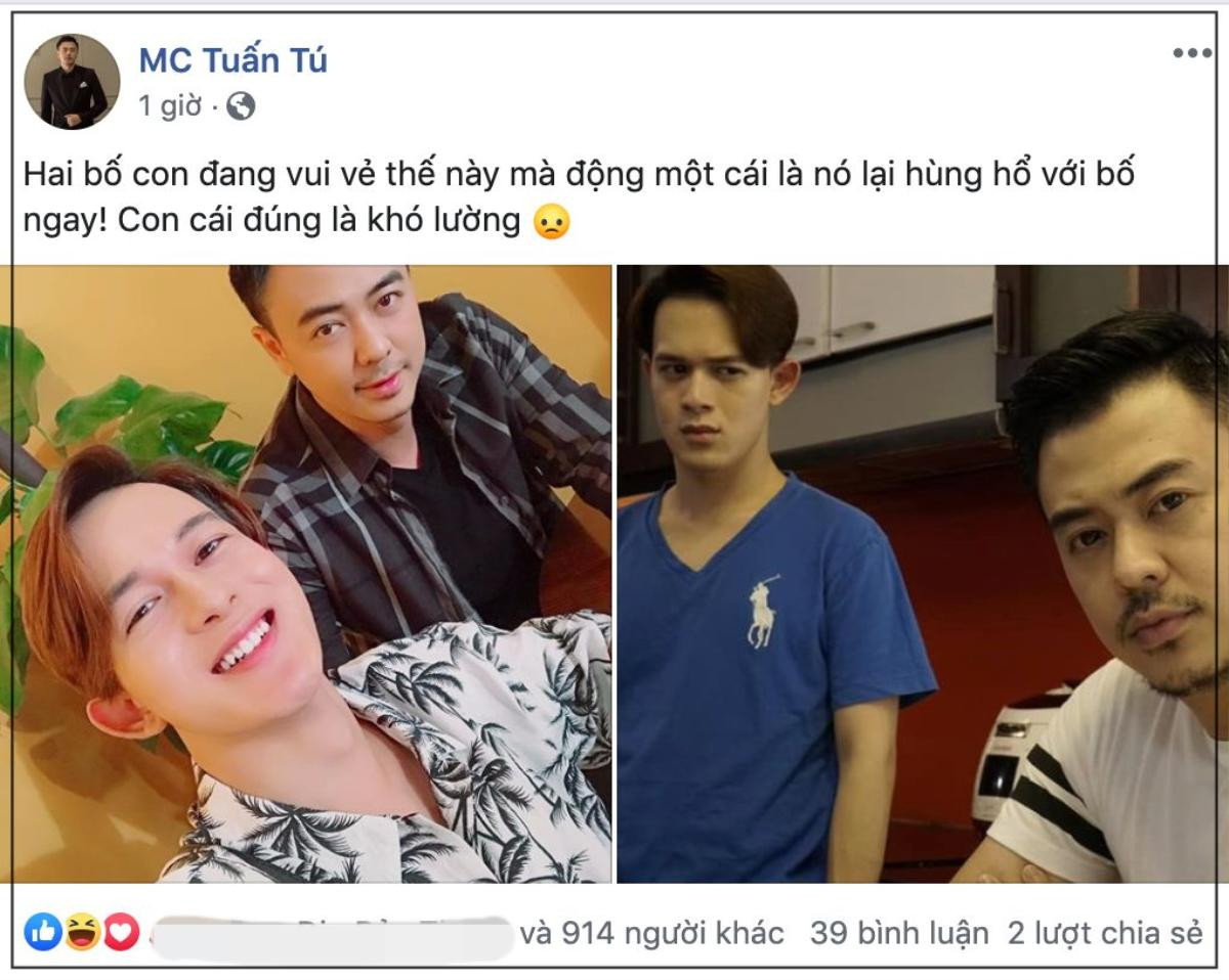 MC Tuấn Tú đăng ảnh bị 'con trai' lườm nguýt sắc lẹm, gián tiếp thừa nhận sau này cả hai sẽ trở thành tình địch? Ảnh 6