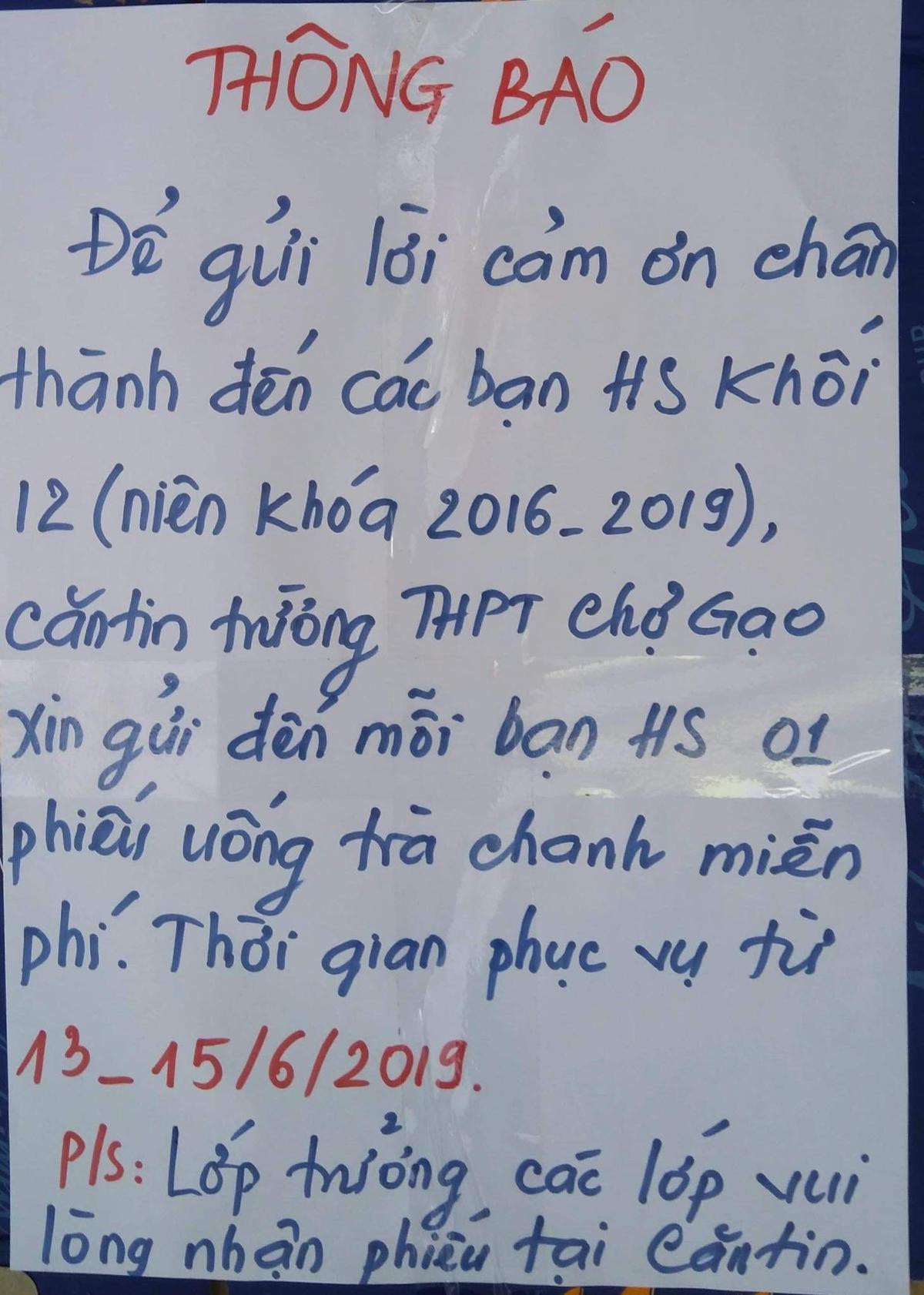 Ghen tị với căn tin 'trường người ta', dành hẳn 3 ngày tặng phiếu trà chanh miễn phí cho học sinh cuối cấp để tri ân tình cảm Ảnh 1