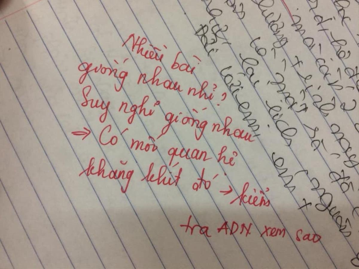 Phát hiện học trò làm bài giống hệt nhau, nữ giáo viên viết lời phê nhẹ nhàng mà sâu cay 'Nên kiểm tra ADN những bạn có chung chú thích' Ảnh 1