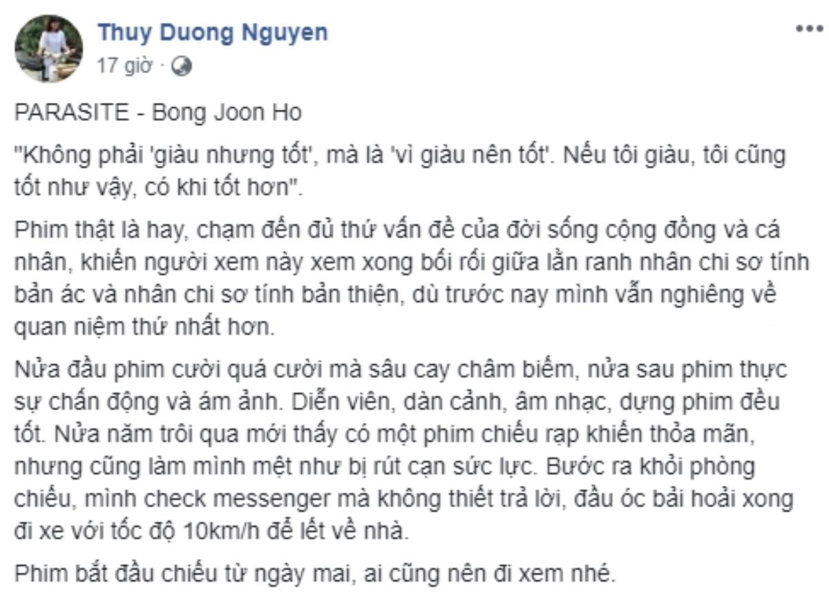 Cư dân mạng giành 'cơn mưa lời khen' cho phim điện ảnh Hàn Quốc 'Parasite - Ký sinh trùng' Ảnh 11