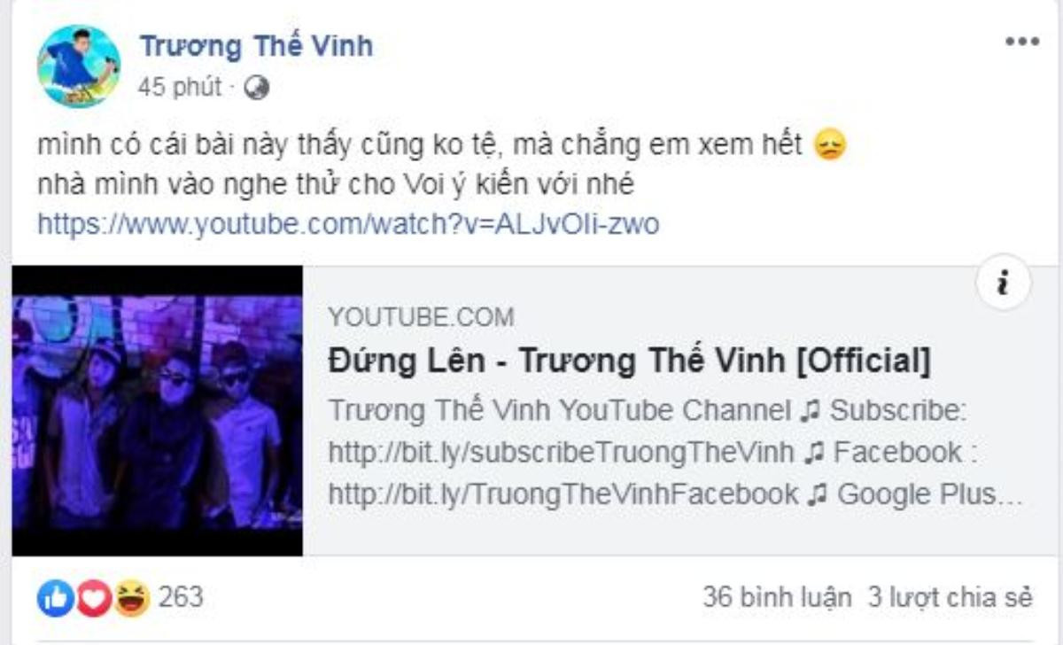 Trương Thế Vinh than trời vì ca khúc ra mắt 5 năm rồi nhưng… chẳng ai xem Ảnh 1