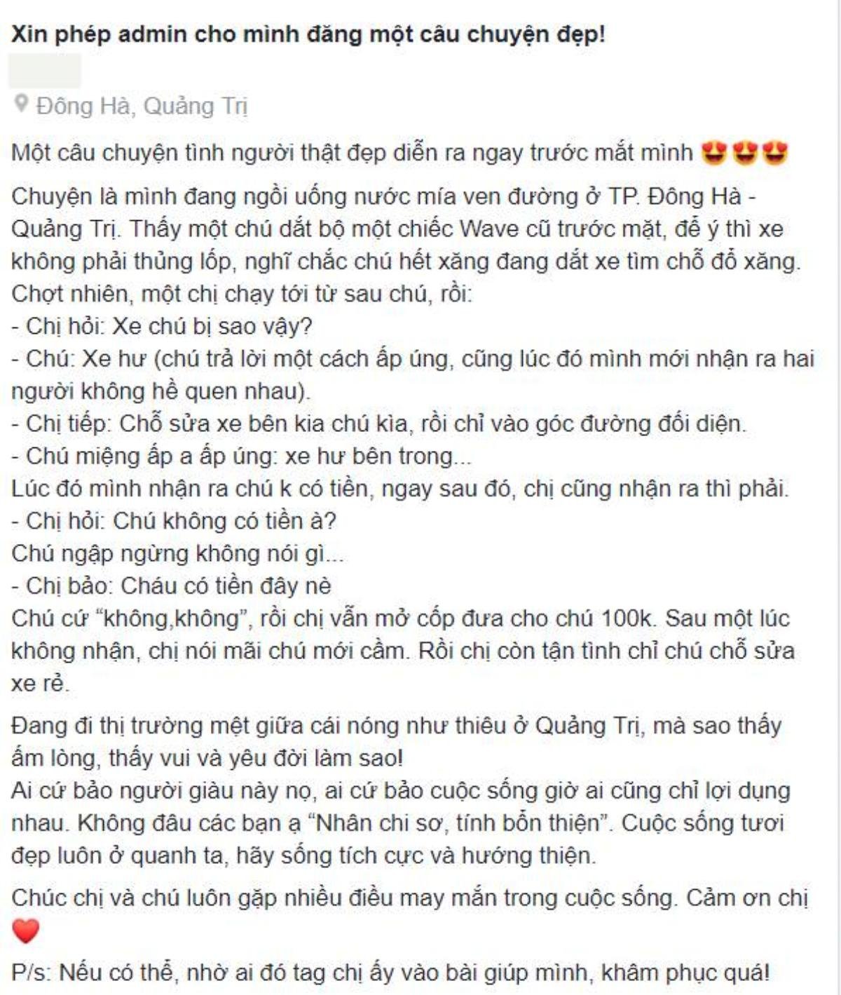 Thấy người đàn ông lớn tuổi hư xe máy giữa đường, người phụ nữ đi xe SH đã có hành động khiến nhiều người cảm động Ảnh 1