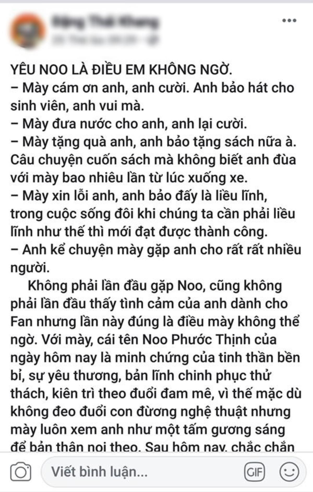 Fan xúc động chia sẻ câu chuyện Noo Phước Thịnh nhận show với cát sê chỉ là… 1 cuốn sách Ảnh 2