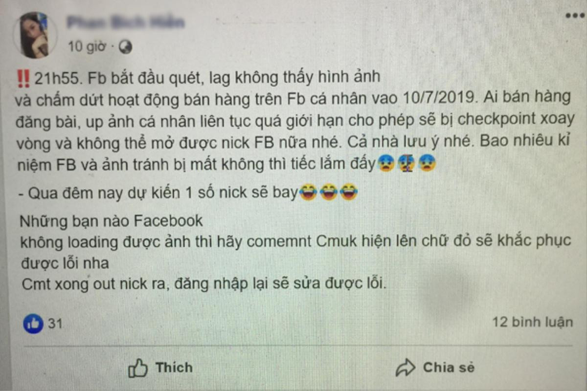 Thông tin cấm bán hàng online trên Facebook cá nhân là giả mạo Ảnh 2