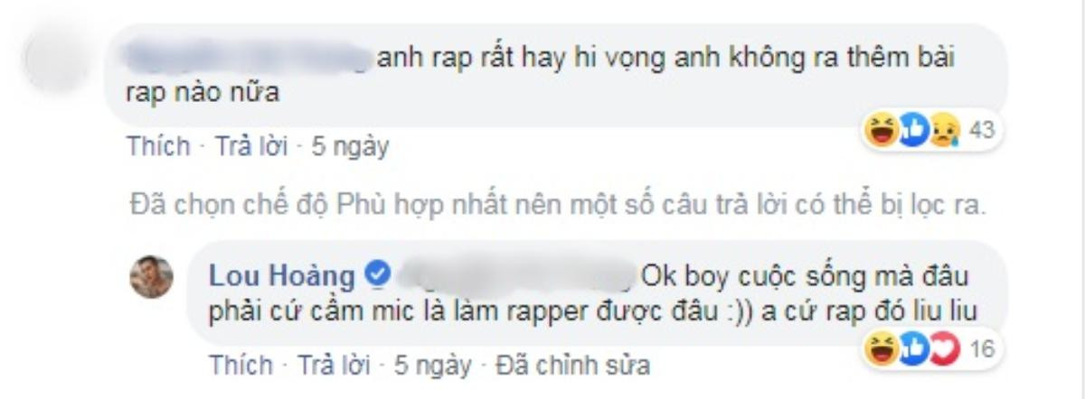 Cover 'Em là lý do anh say' (B Ray), antifan khuyên Lou Hoàng đừng nên rap nữa và đây là lời đáp 'cực gắt' của anh Ảnh 3