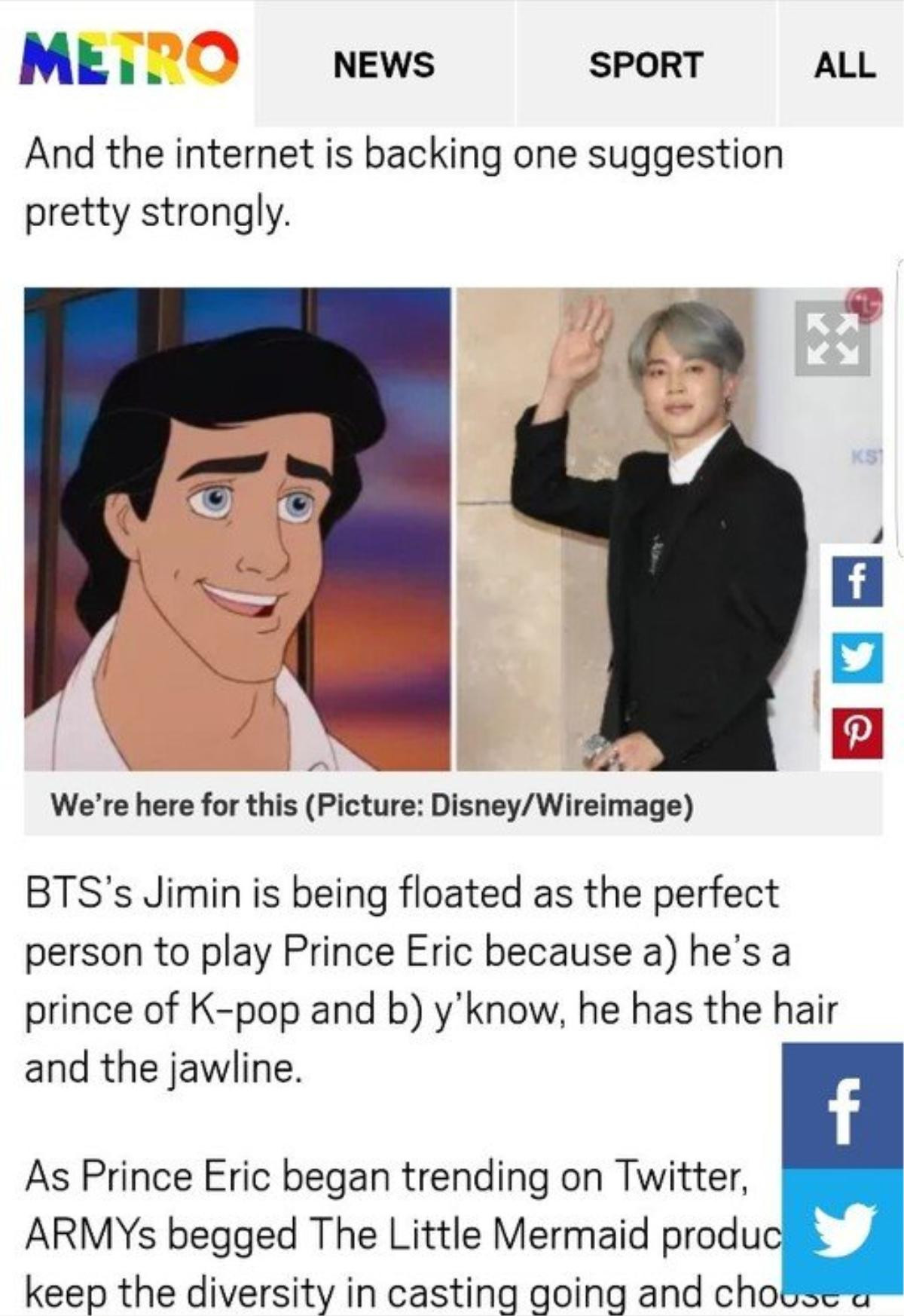 Báo Hàn: Jimin (BTS) có phù hợp với vai Hoàng tử Eric của 'The Little Mermaid', Knet một mực phản đối Ảnh 5