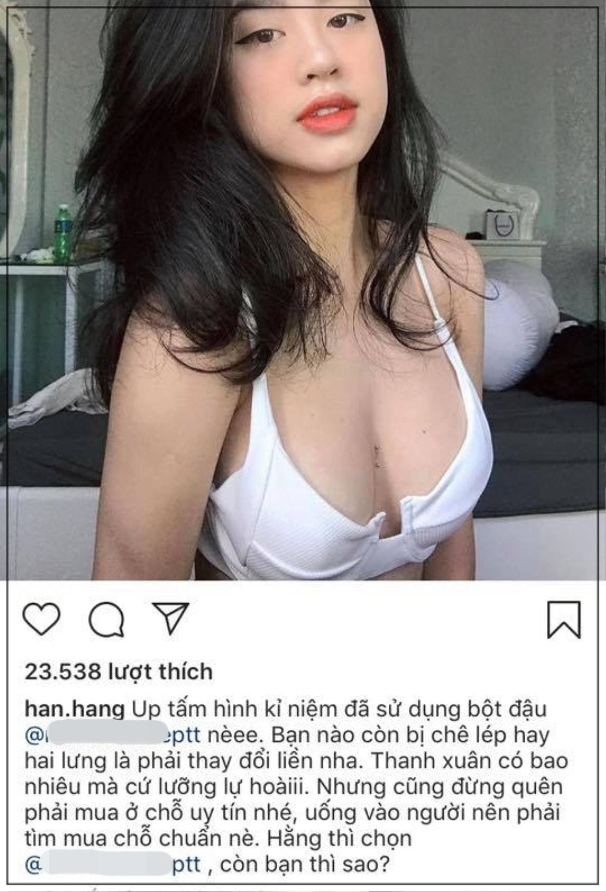 Sau bạn gái Quang Hải, thì hotgirl Hàn Hằng bị 'réo' tên vì nhận quảng cáo tràn lan, kem nở ngực xài 2 đến 3 loại Ảnh 2