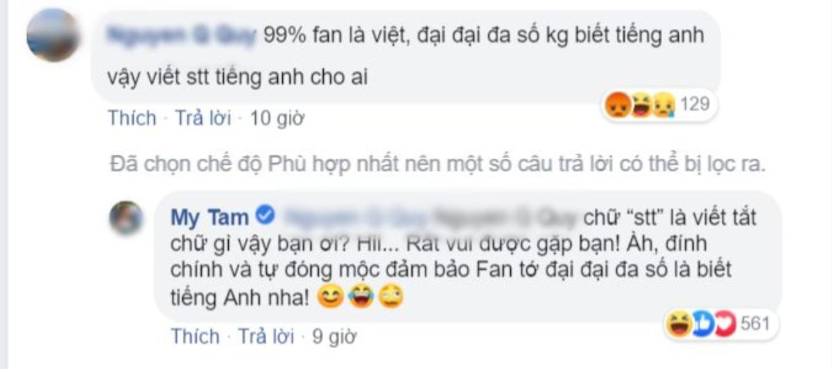 Bị antifan bình luận ác ý về việc sử dụng tiếng Anh khi đăng ảnh facebook và cách đáp trả chuẩn 'Chị Đại' của Mỹ Tâm Ảnh 3