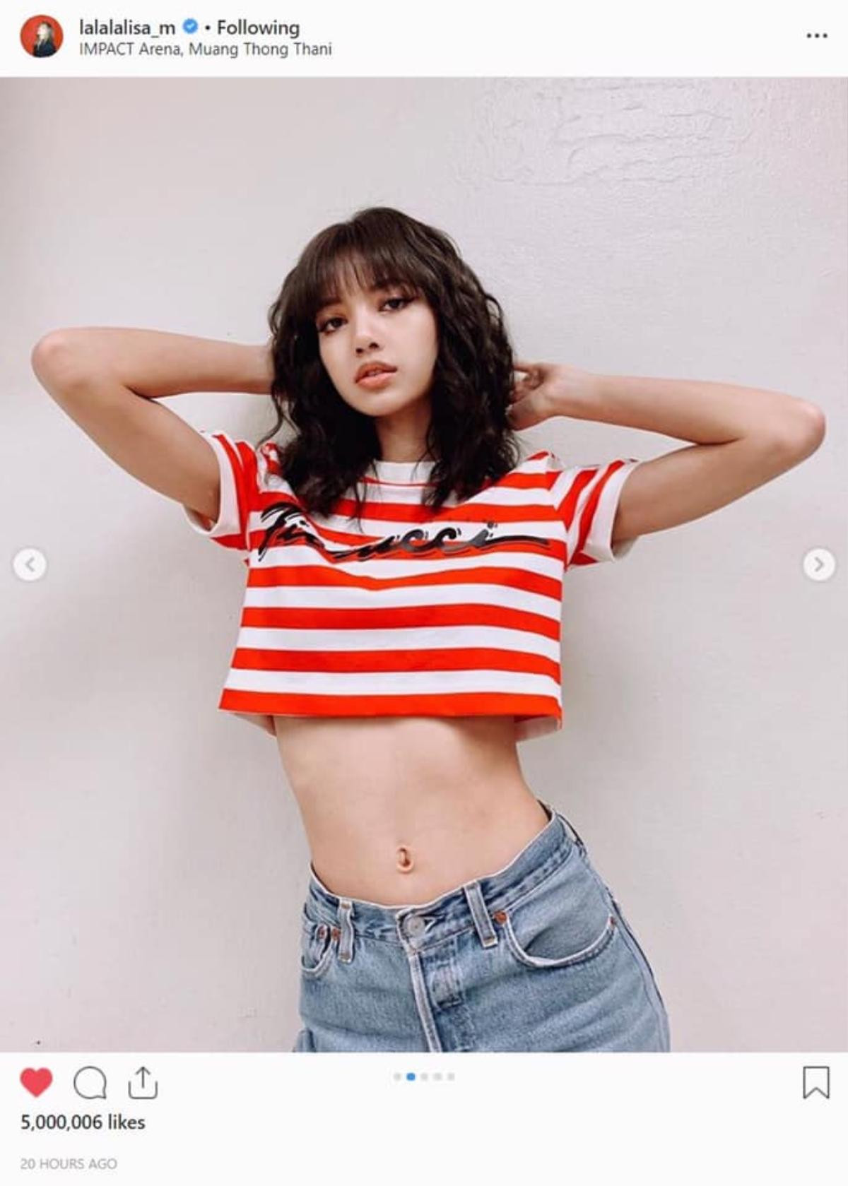 Mặc croptop khoe eo thon gợi cảm, Lisa (BlackPink) hút 5 triệu like trên instagram sau 20h Ảnh 1