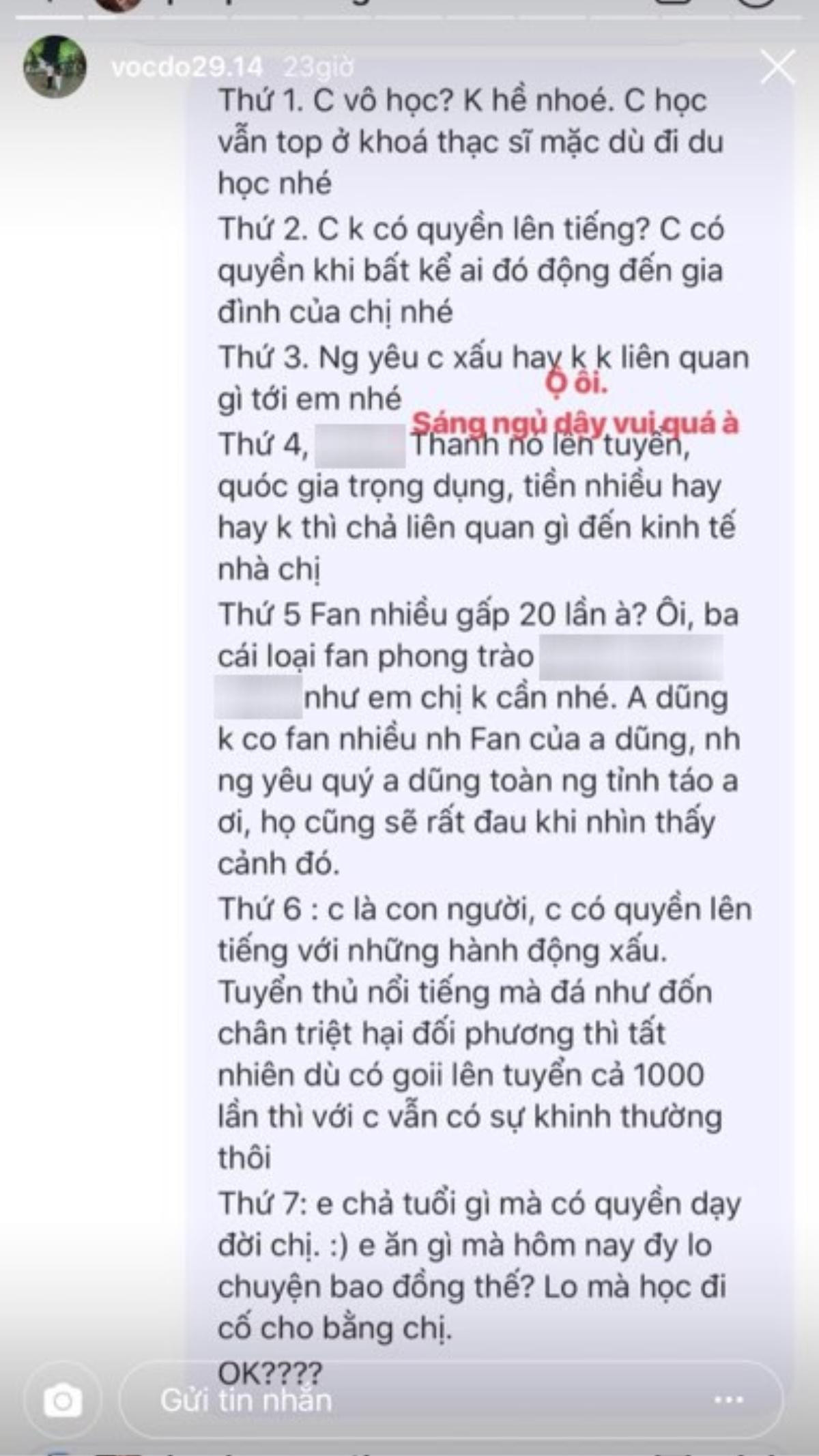 Hot nhất hôm nay: Bạn gái hậu vệ CLB Hà Nội xúc phạm Vũ Văn Thanh, đáp trả cực gắt anti-fan Ảnh 4