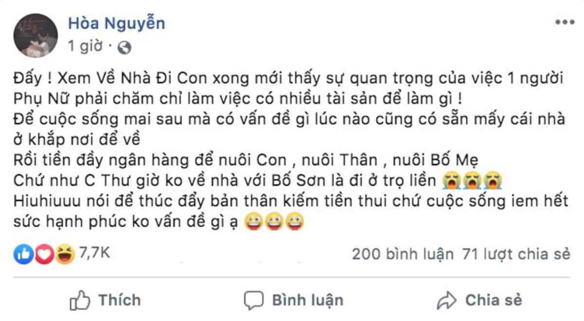 Xem Về nhà đi con, Hòa Minzy đồng ý quan điểm 'phụ nữ lấy chồng vẫn nên chăm chỉ làm việc kiếm tiền' Ảnh 2