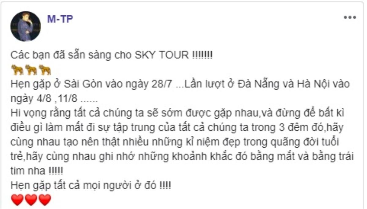 Trước thềm Sky Tour 2019, Sơn Tùng dặn dò fan điều gì? Ảnh 1