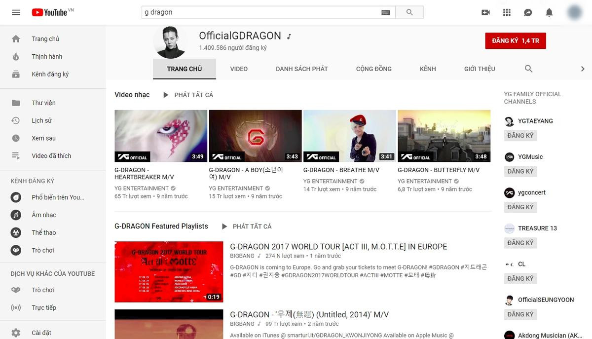 Cộng đồng V.I.P xôn xao: Kênh Youtube G-Dragon sở hữu hơn 1,4 triệu follow dù không… đăng tải video nào! Ảnh 1