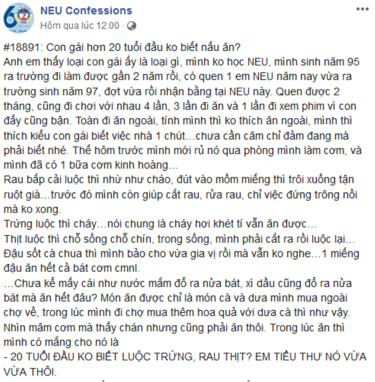 Lên mạng than thở vì bạn gái không biết nấu ăn, tiểu thư đỏng đảnh, chàng trai nhận ‘cơn mưa’ chỉ trích Ảnh 1