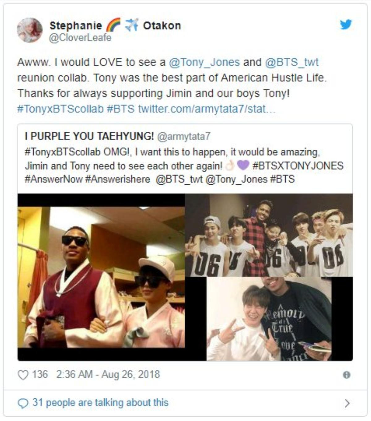 Fan vui mừng khi thấy Jimin (BTS) hội ngộ Tony Jones Ảnh 13