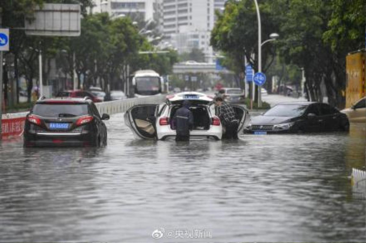 Bão Wipha độ bổ, đường phố Trung Quốc biến thành sông Ảnh 10