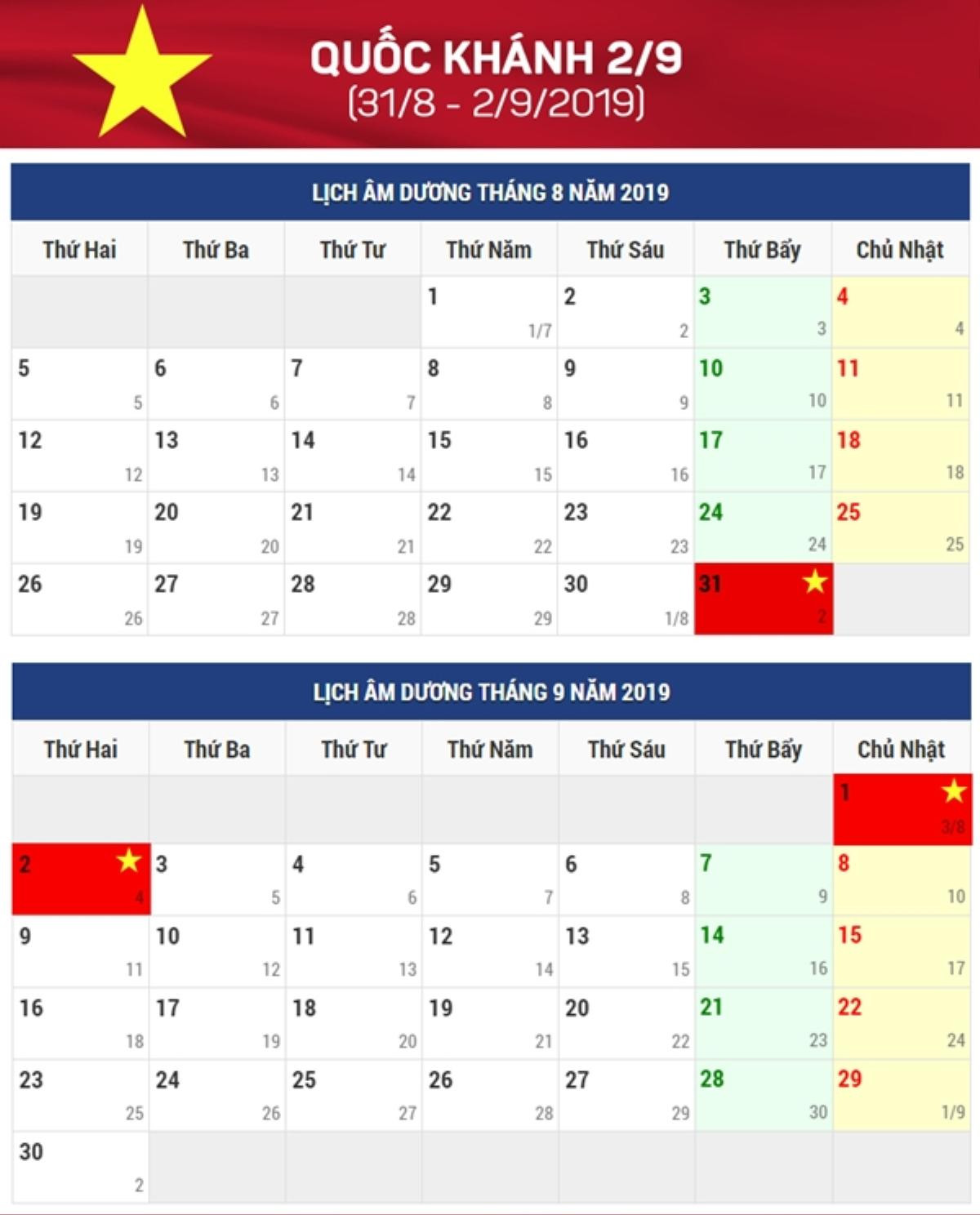 Chính thức có lịch nghỉ lễ Quốc khánh 2/9 năm nay Ảnh 1