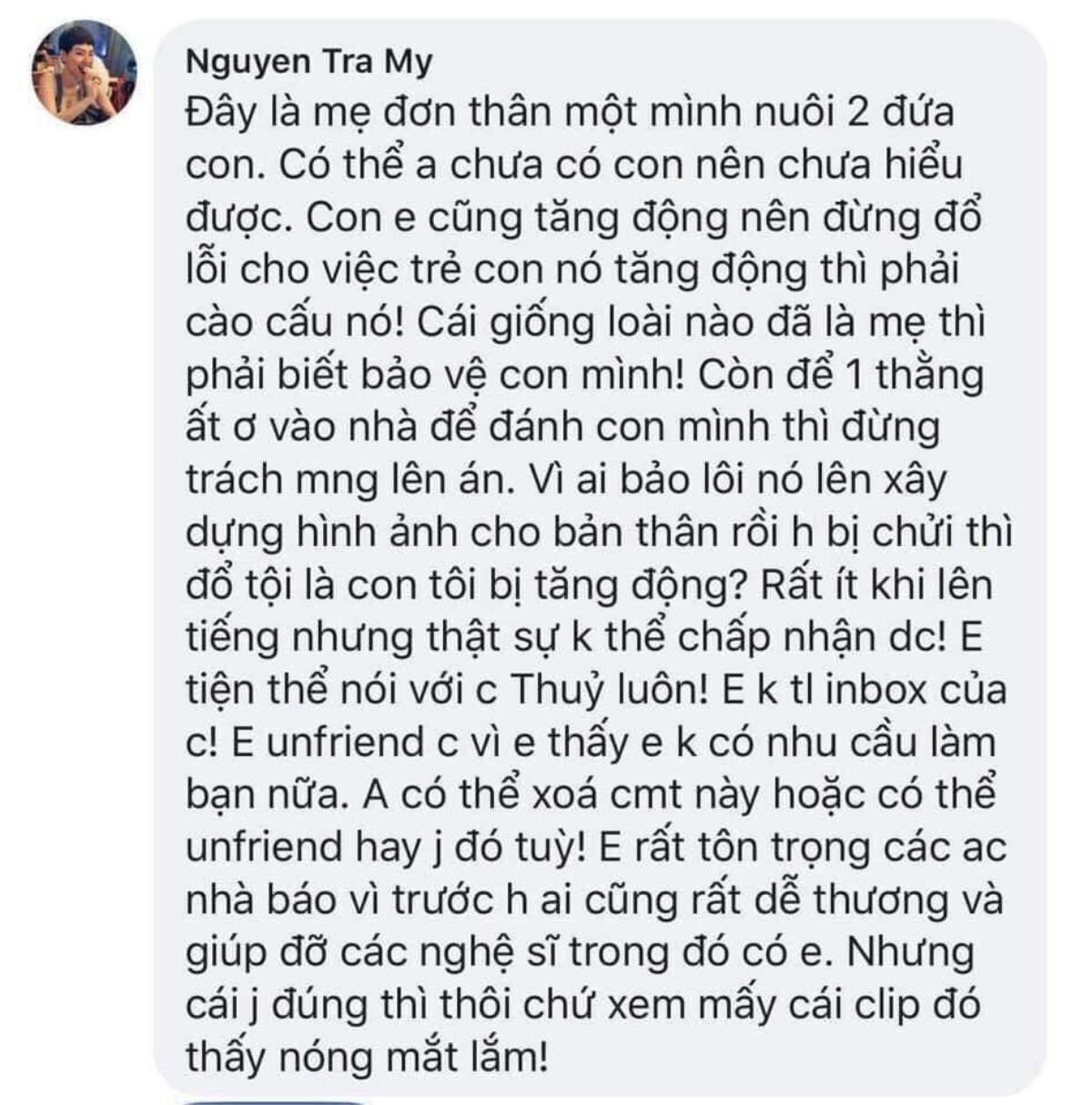 Trà My Idol 'đánh tiếng' đến Thu Thủy: 'Để một thằng ất ơ đánh con thì đừng trách mọi người lên án' Ảnh 2