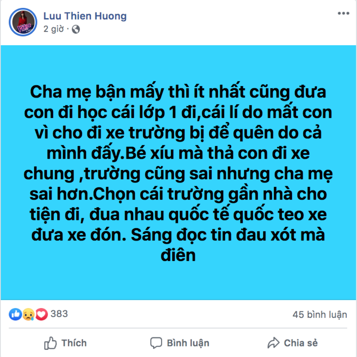 Sao Việt bức xúc lên tiếng về vụ việc bé trai lớp 1 tử vong do bị bỏ quên trên xe đưa đón Ảnh 5