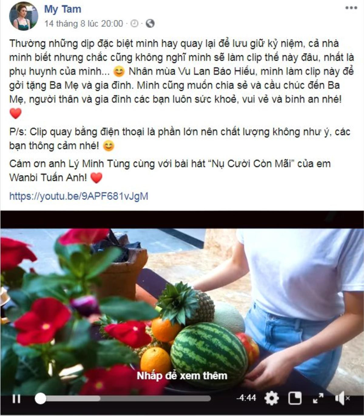 Mỹ Tâm tự làm pudding sầu riêng và bánh hoa quả tặng bố mẹ nhân ngày Vu Lan Ảnh 1