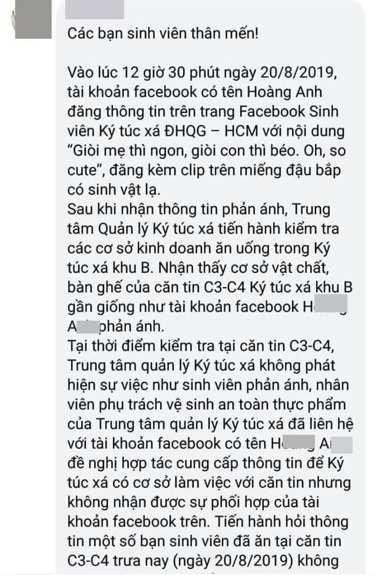 Xôn xao hình ảnh dòi bò lúc nhúc trên miếng đậu bắp trong phần cơm trưa tại kí túc xá ĐHQG TP.HCM Ảnh 2