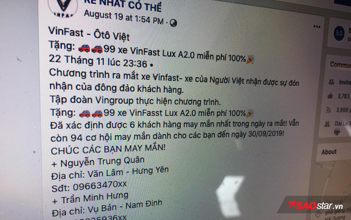 Hàng nghìn người lại mắc lừa 'tặng xe' VinFast trên Facebook Ảnh 1