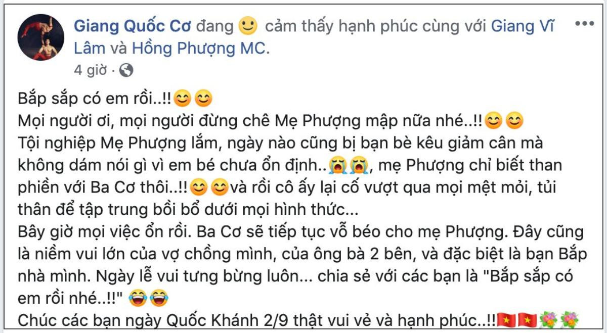 Nhân ngày lễ lớn, Giang Quốc Cơ tiết lộ tin vui cùng bà xã MC Hồng Phượng, dân tình ào ào chúc mừng Ảnh 1