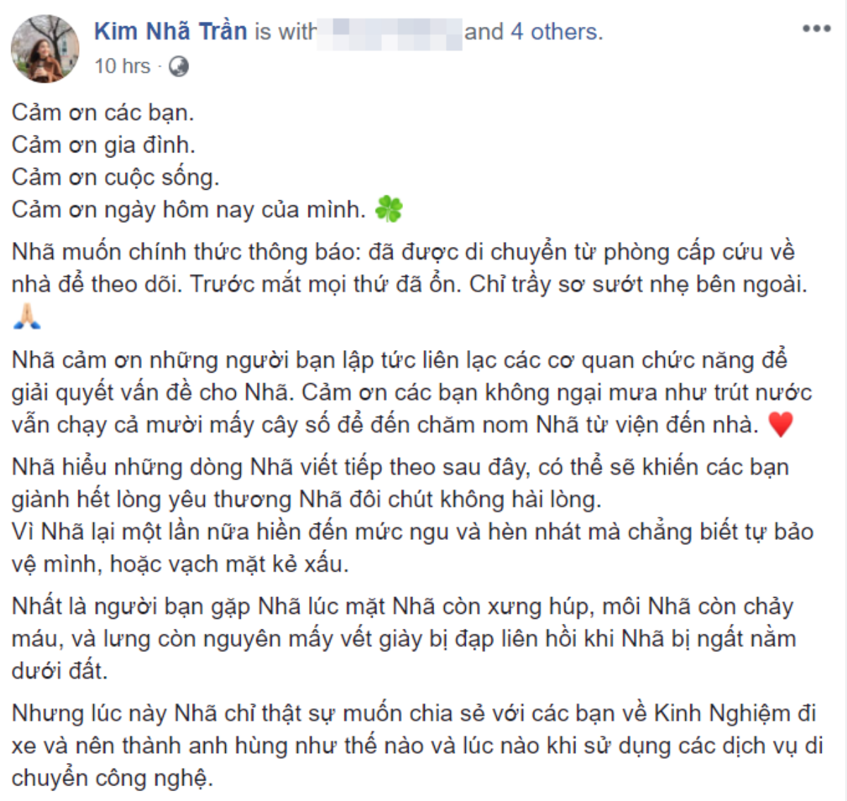 Nữ diễn viên Kim Nhã bị tài xế xe ôm công nghệ đánh đấm liên hồi đến ngất xỉu phải vào viện cấp cứu Ảnh 2