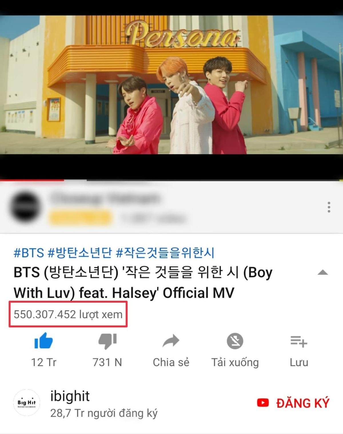 Boy With Luv cán mốc 550 triệu view, BTS xác lập kỷ lục thời gian chạm tới con số này tại Kpop Ảnh 1