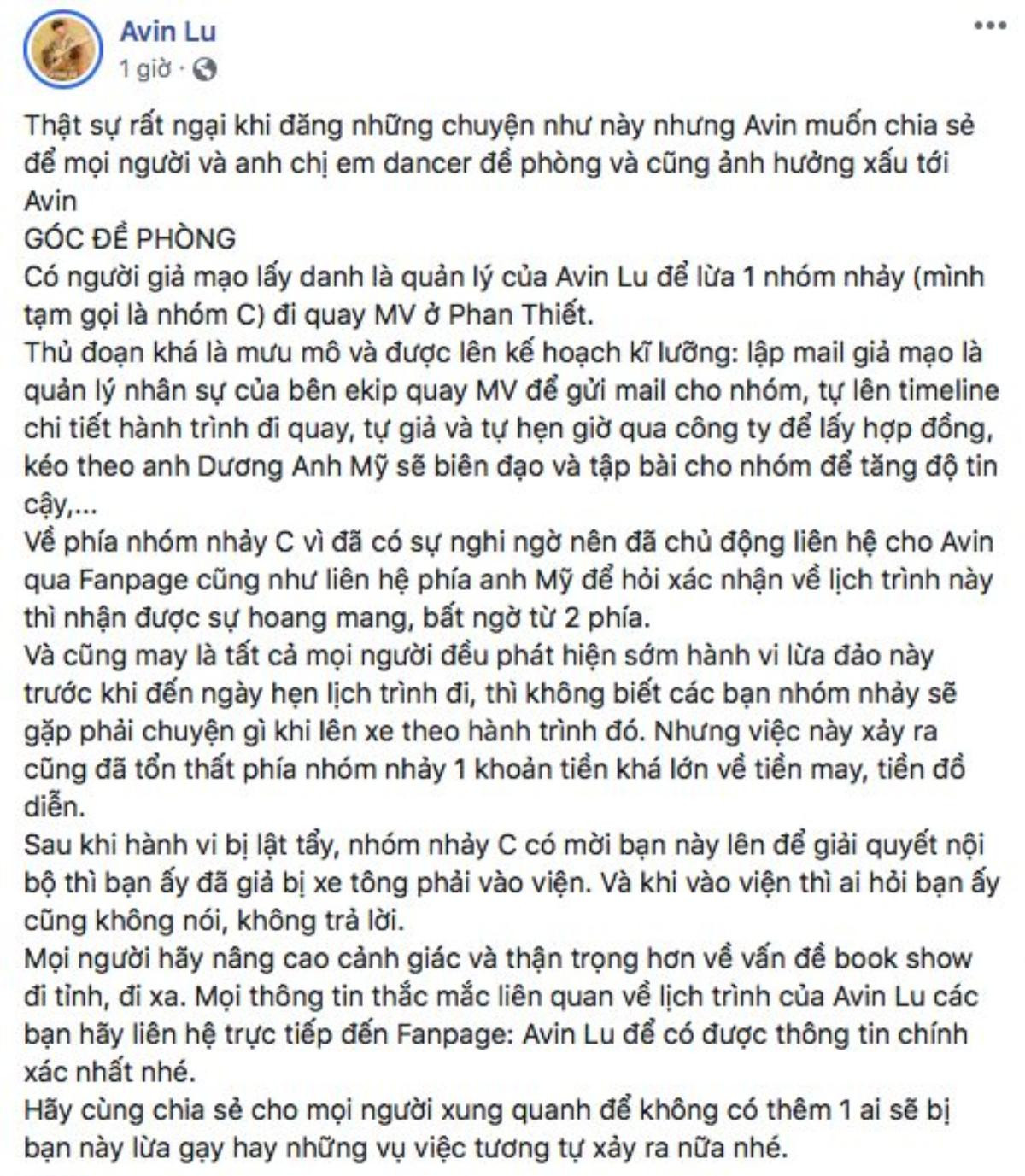 Avin Lu (The Voice) bị kẻ xấu lợi dụng tên tuổi thực hiện hành vi lừa đảo Ảnh 2