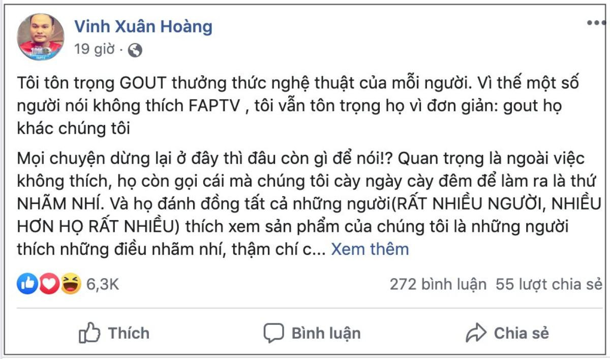 Vinh Râu 'phản pháo' khi FAP tv bị gọi là 'hài nhảm, câu like, câu view' Ảnh 4