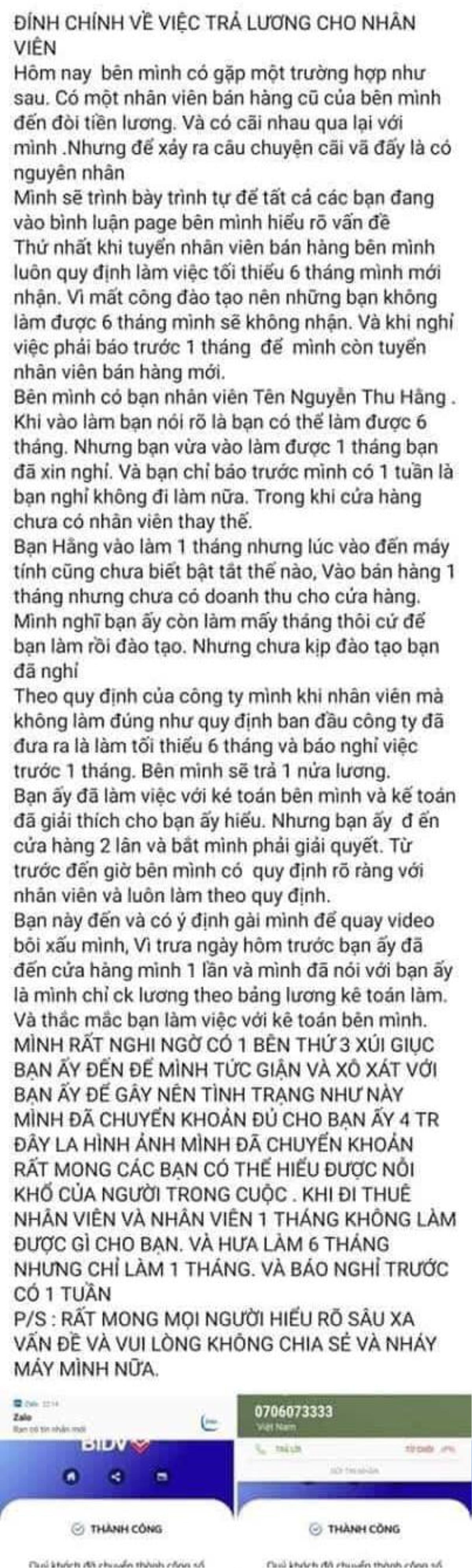 Đến đòi tiền lương, nhân viên bị chủ shop giày tát thẳng mặt và tuyên bố 'cả đất Hà Nội không ai dám đứng ngang cơ nói chuyện với tao' gây bức xúc Ảnh 3