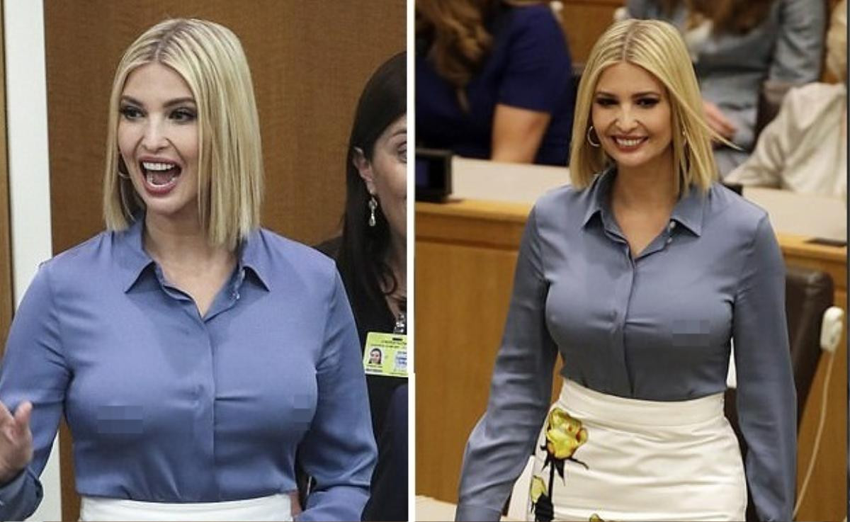 Ivanka Trump bị chỉ trích gay gắt vì mặc áo sơ mi mỏng lộ đầu ngực tại cuộc họp của Đại hội đồng Liên Hợp Quốc Ảnh 1