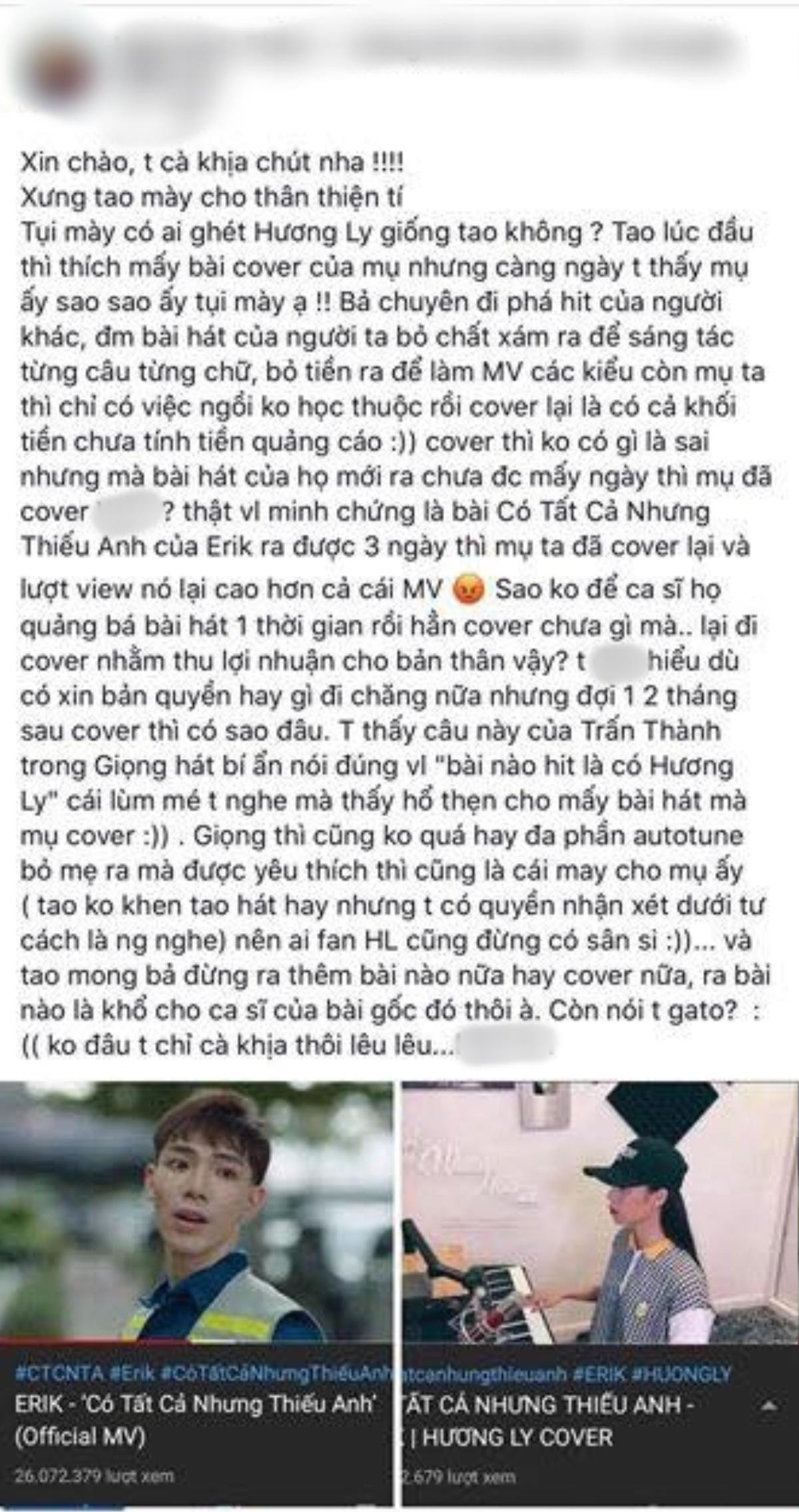 Toàn cảnh vụ việc ERIK và Hương Ly: Chuyện có đáng để phải tạo nên 'làn sóng' phẫn nộ? Ảnh 1