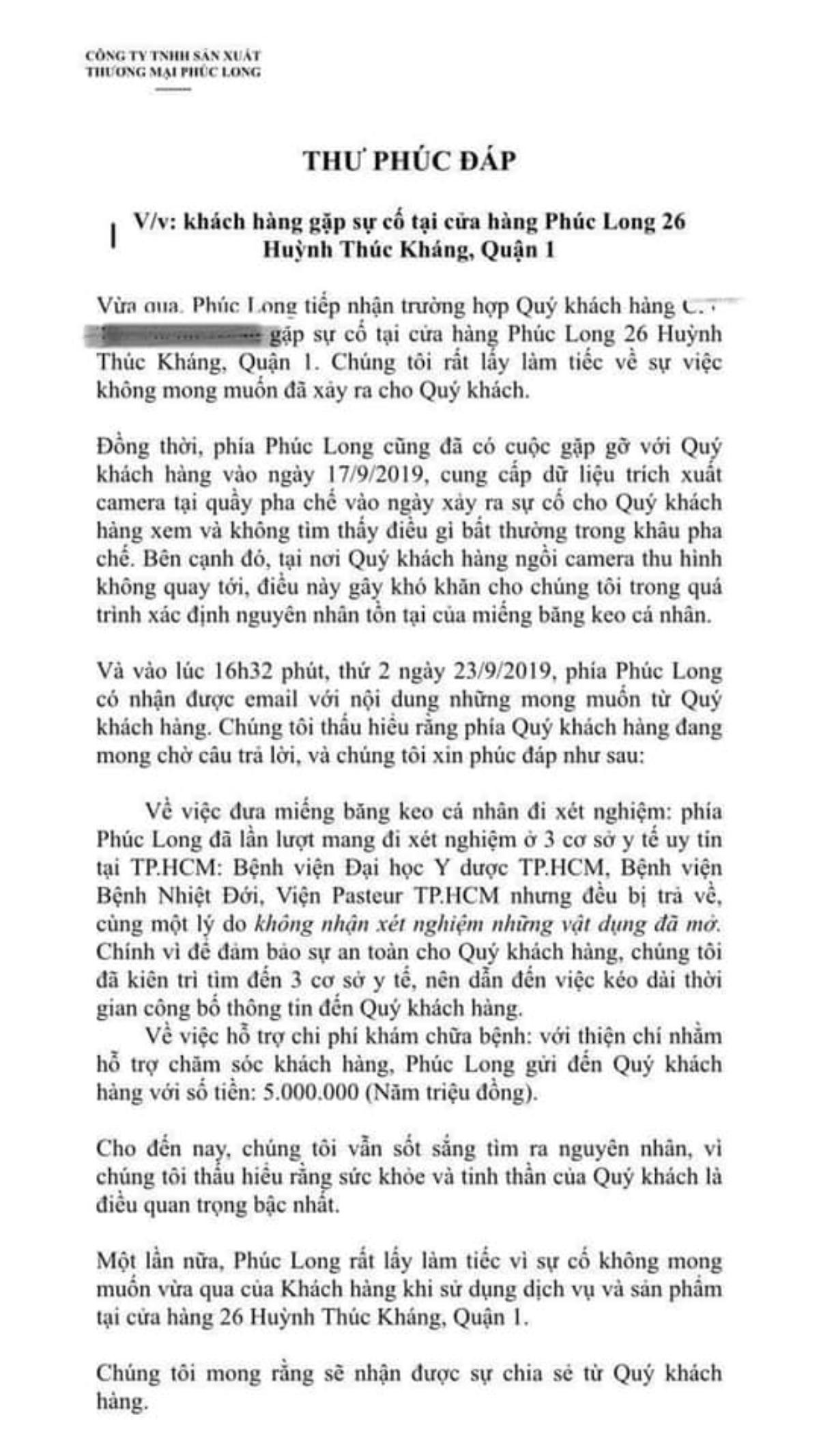 Xôn xao thông tin khách hàng phát hiện miếng băng cá nhân đã sử dụng trong ly nước của Phúc Long Ảnh 3