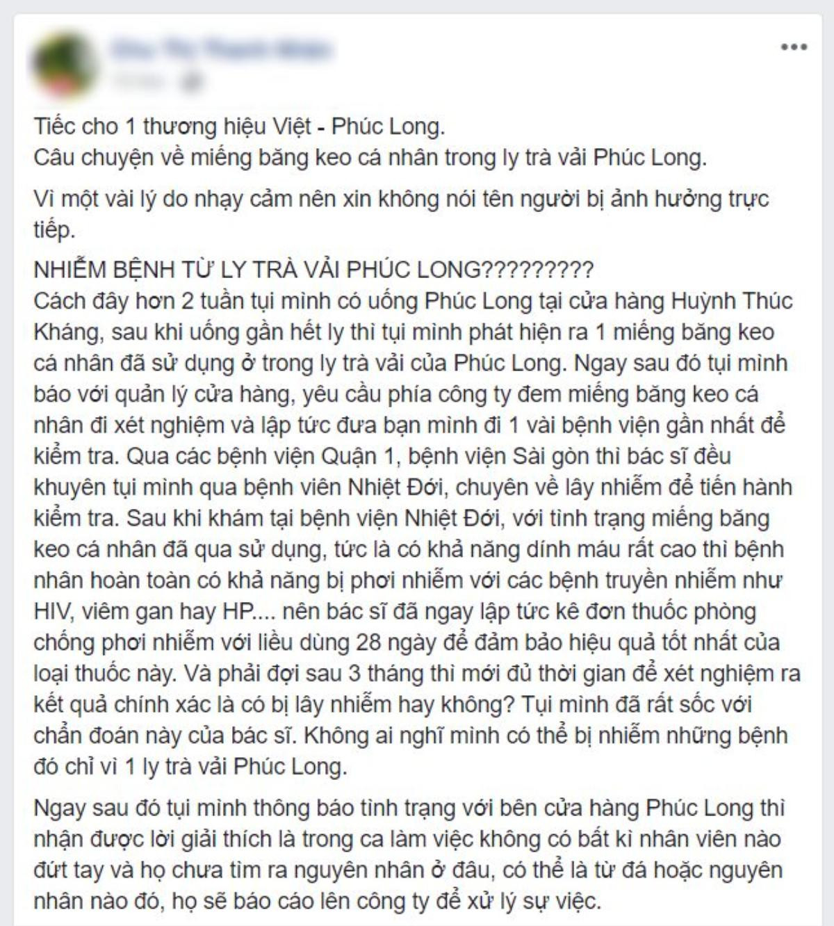 Xôn xao thông tin khách hàng phát hiện miếng băng cá nhân đã sử dụng trong ly nước của Phúc Long Ảnh 1