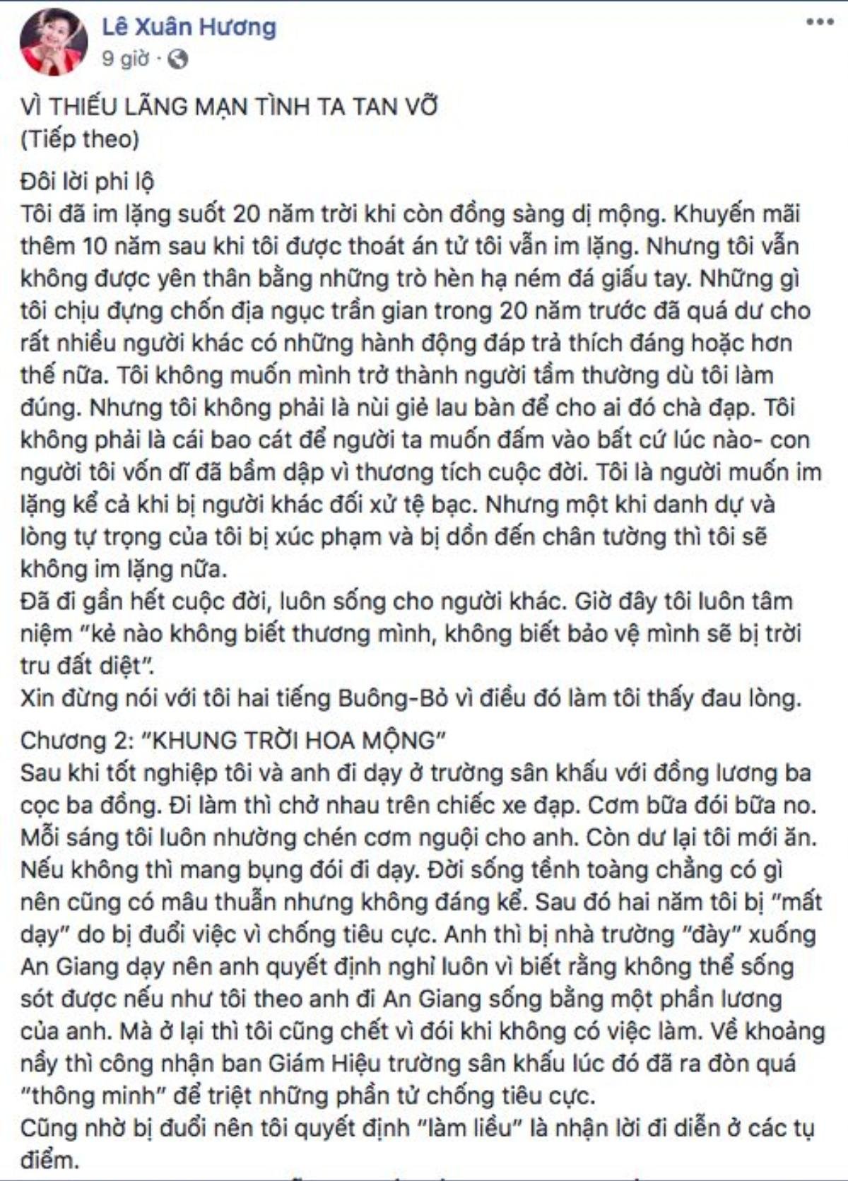 Nghệ sĩ Xuân Hương: 'Khi danh dự và lòng tự trọng bị xúc phạm, bị dồn đến chân tường thì tôi sẽ không im lặng nữa' Ảnh 3